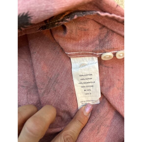 J.Crew Mens Pink Palm Tree Short Sleeve Button-Up Cotton Shirt Size L - Picture 6 of 9